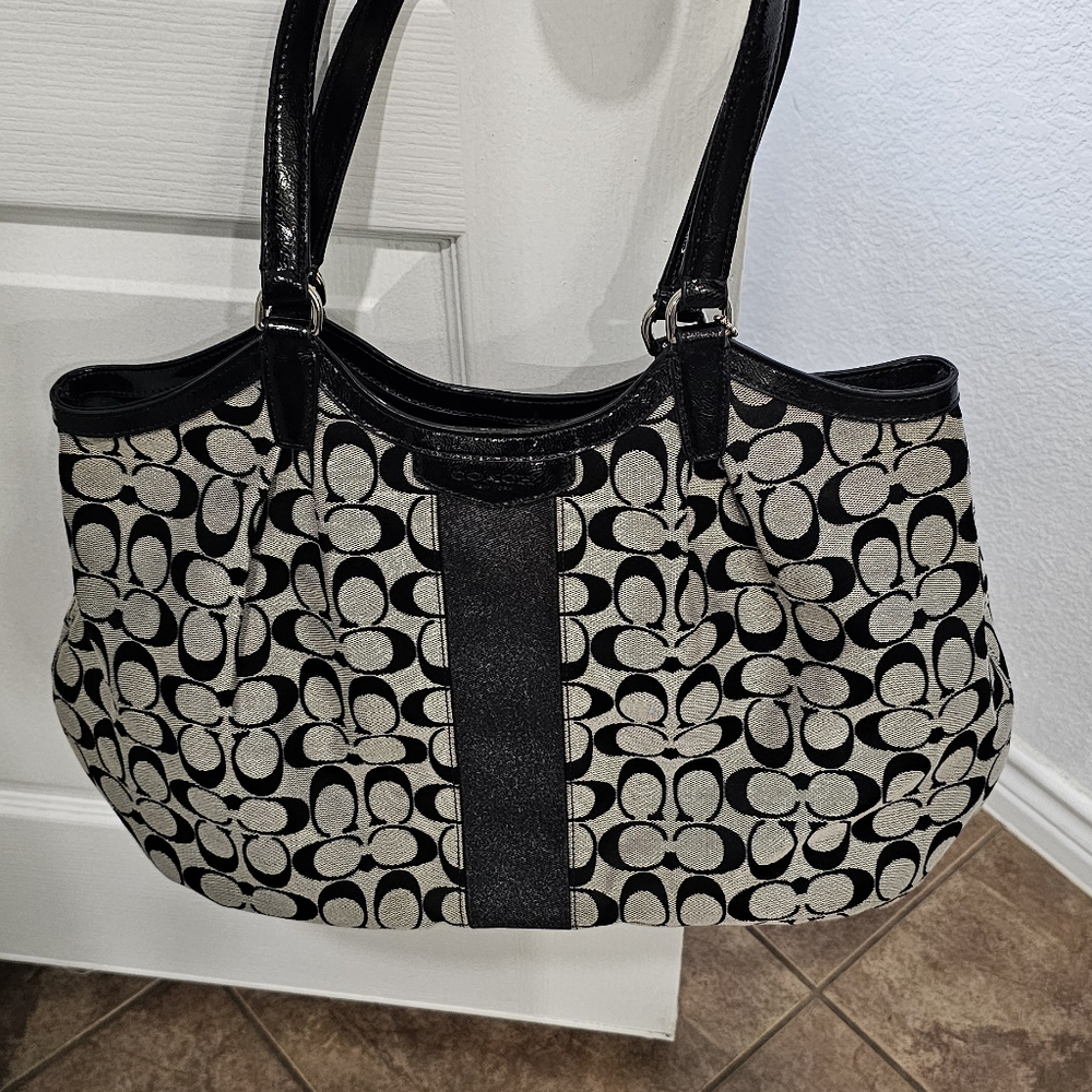 Coach Black and Gray Signature Tote Bag